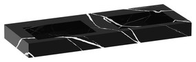 Sanituba Nature badmeubel 120cm mat zwart  met wastafel Artificial Marble Nero Marquina dubbele wasbak geen kraangaten