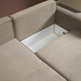 Beige Slaapbank Chaise Longue Links
