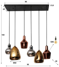 Eettafel Hanglamp Verchroomd Glas