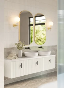 Muebles Ezra badmeubel ribbelfront 180cm wit mat met wit toppaneel zonder waskom