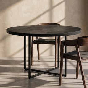 Ronde Eettafel Visgraat Zwart - 120 X 120cm.