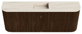 Mondiaz Joya DLux 115cm toiletmeubel ronding links/rechts walnut met wastafel faye midden zonder kraangat meli