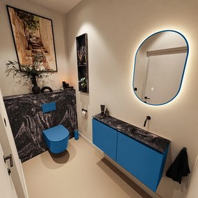 Mondiaz Ture DLux toiletmeubel 100cm jeans met wastafel lava rechts zonder kraangat