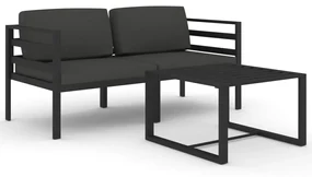 vidaXL 3-delige Loungeset met kussens aluminium antracietkleurig