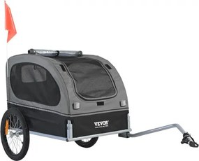 VEVOR Hondenkar 40 kg Fietskar Koolstofstaal + 600D Oxford-stof + PP Opvouwbaar 1440 x 720 x 779 mm als opvouwbare kar Afmetingen 760 x 560 x 195 mm Zwart & Grijs