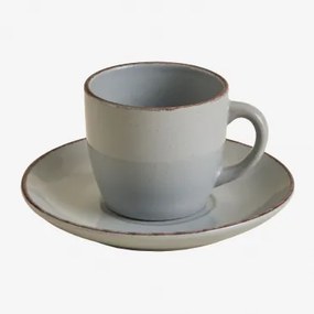 Verpakking Van 2 Ronilena Aardewerk Koffiekopjes Met Schoteltjes, 22 Cl Dolfijngrijs - Bruin - Sklum