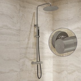 Saniclear Exclusive Curved Pro opbouw regendouche RVS met 20cm hoofddouche