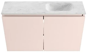 Mondiaz Ture DLux toiletmeubel 80cm rosee met wastafel opalo rechts zonder kraangat