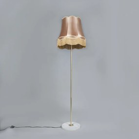 Retro vloerlamp messing met Granny kap goud 45 cm - Kaso Retro E27 rond Binnenverlichting Steen / Beton Lamp