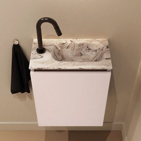 Mondiaz Ture DLux toiletmeubel 40cm rosee met wastafel glace rechts met kraangat