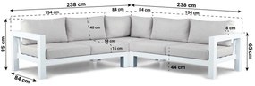 Hoek loungeset 5 personen Aluminium Wit  Lifestyle Garden Furniture Luca