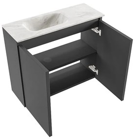 Mondiaz Ture DLux toiletmeubel 60cm dark grey met wastafel ostra links met kraangat