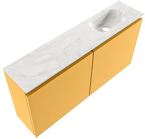 Mondiaz Ture DLux toiletmeubel 100cm ocher met wastafel ostra rechts met kraangat