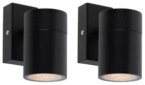 Set van 2 buitenwandlamp zwart RVS IP44 - Solo Modern GU10 IP44 Buitenverlichting cilinder / rond