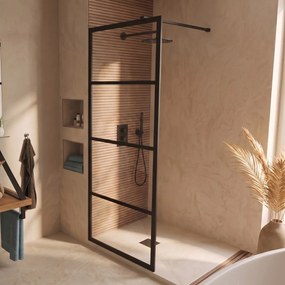 Saniclear Nero inloopdouche 90x200 8mm NANO met zwarte profielen