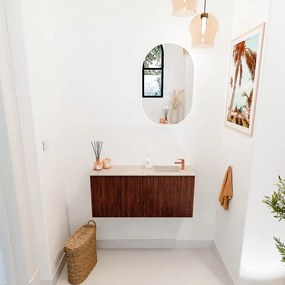 Mondiaz Joya DLux 90cm toiletmeubel ruby met wastafel faye rechts 1 kraangat frappe