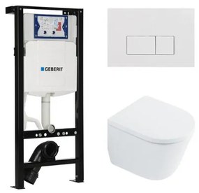 QeramiQ Dely Toiletset - 36.3x51.7cm - diepspoel - rimless - Geberit UP320 plieger inbouwreservoir - softclose toilet zitting 35 mm - glans witte bedieningsplaat - rechthoekige knoppen - wit glans SW1026255 / SW1159505/SW1381697/SW706187