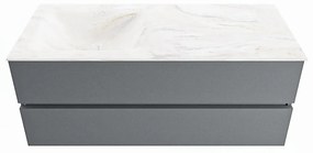 Mondiaz Vica DLux badmeubel 120cm plata 2 lades met wastafel ostra links zonder kraangat