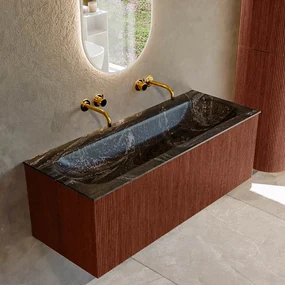 Mondiaz Kurve-dlux 120cm badmeubel ruby met 1 lade en wastafel big large midden zonder kraangat lava