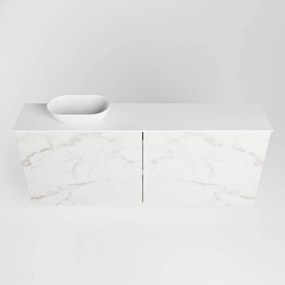 Mondiaz Fowy toiletmeubel 120cm Carrara met witte waskom links zonder kraangat