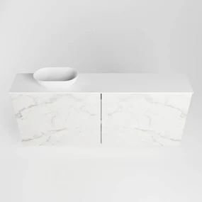 Mondiaz Fowy toiletmeubel 120cm Carrara met witte waskom links zonder kraangat