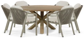 Tuinset 6 personen 160 cm Aluminium/rope Taupe Santika Furniture Santika