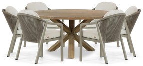 Tuinset 6 personen 160 cm Aluminium/rope Taupe Santika Furniture Santika
