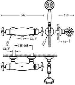 Tres Clasic thermostatische douchekraan met handdouche geborsteld staal