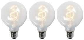 Set van 3 E27 LED gedraaid filament lampen G95 helder 5W 400 lm 2200K