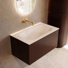 Mondiaz Kurve-dlux 80cm badmeubel ruby met 1 lade en wastafel big small midden zonder kraangat ostra