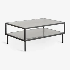 Rechthoekige Salontafel Van Staal En Glas Paoline Zwarte Koolstof - Sklum