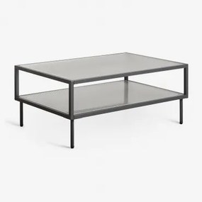 Rectangulaire Salontafel 90x60 Cm Van Staal En Glas Paoline Zwarte Koolstof - Sklum