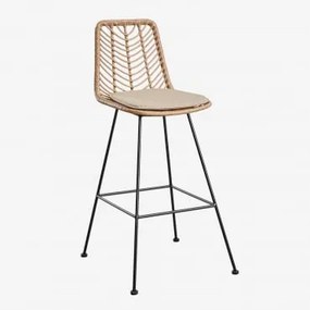 Set Van 4 Hoge Tuinkrukken In Gouda Natural Synthetisch Rotan Natuurlijk & Zwart & ↑75 Cm & Bruin – Zand - Sklum