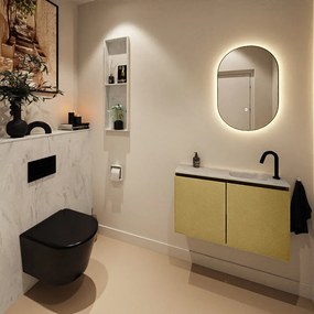 Mondiaz Ture DLux toiletmeubel 80cm oro met wastafel opalo rechts met kraangat