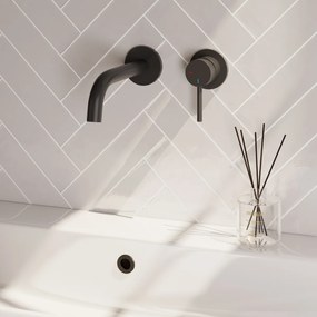 Brauer Stripe inbouw wastafelkraan ColdStart met gebogen uitloop en rozetten model A1 zwart mat