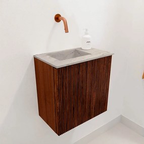 Mondiaz Joya DLux 40cm toiletmeubel ruby met wastafel faye links zonder kraangat glace