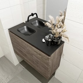 Mondiaz Olan 80cm toiletmeubel dark brown met wastafel urban links geen kraangat