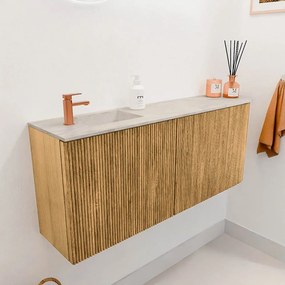 Mondiaz Joya DLux 100cm toiletmeubel ronding rechts oak met wastafel faye links 1 kraangat ostra