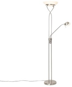 Vloerlamp staal incl. LED en dimmer met leeslamp - Empoli