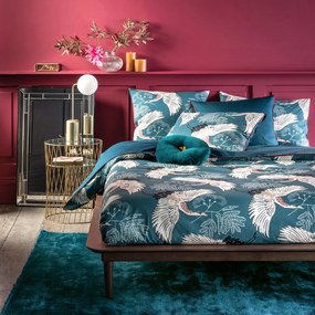 Bedrukt laken in perkal Grues Bleu