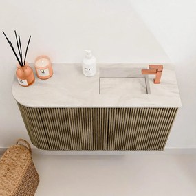 Mondiaz Joya DLux 70cm toiletmeubel ronding links dusk met wastafel faye rechts 1 kraangat ostra