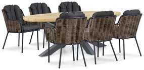 Tuinset 6 personen 240 cm Aluminium/wicker Grijs Santika Furniture Santika