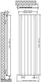 Eastbrook Peretti radiator 55x180cm aluminium 1896W zwart mat