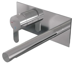 Brauer Chrome Edition ColdStart wastafelkraan inbouw rechte uitloop met achterplaat model D2 chroom