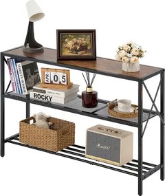 VEVOR smalle consoletafel entreetafel (lengte 106 cm / draagvermogen 45,3 kg), 3-laags haltafel bijzettafel banktafel met metalen frame, voor entree, hal woonkamer slaapkamer