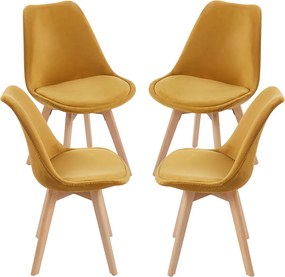 Set 4 Synk Fluwelen Stoelen