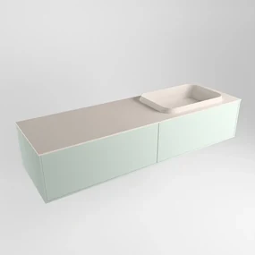 Mondiaz Erin 150cm badmeubel Greey met 2 lades en beige wastafel rechts 1 kraangat
