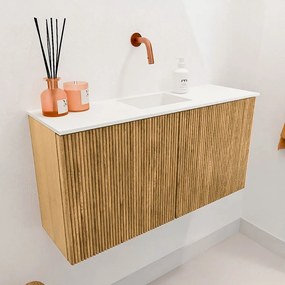 Mondiaz Joya 80cm toiletmeubel oak met wastafel faye midden zonder kraangat talc