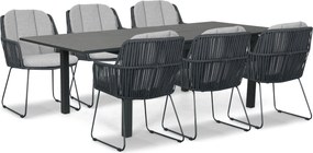 Tuinset 6 personen 160 cm Rope Grijs Domani Furniture Trivento/Arvento