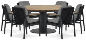 Tuinset Ronde Tuintafel 6 personen 160 cm Aluminium/rope Grijs  Coco Ralph/Salerno
